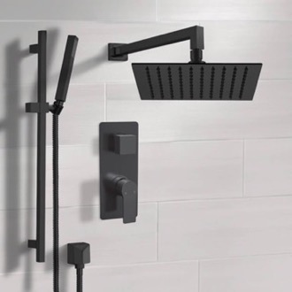 Shower Faucet Matte Black Rain Shower System with Handheld, Rain Shower Head, Shower Faucet Set Remer SFR100